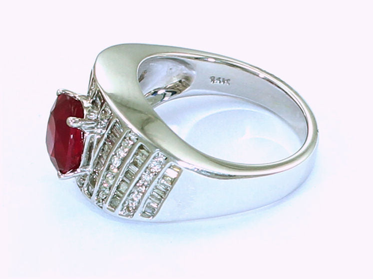 2.55ct Ruby Diamond Ring in 14k White Gold