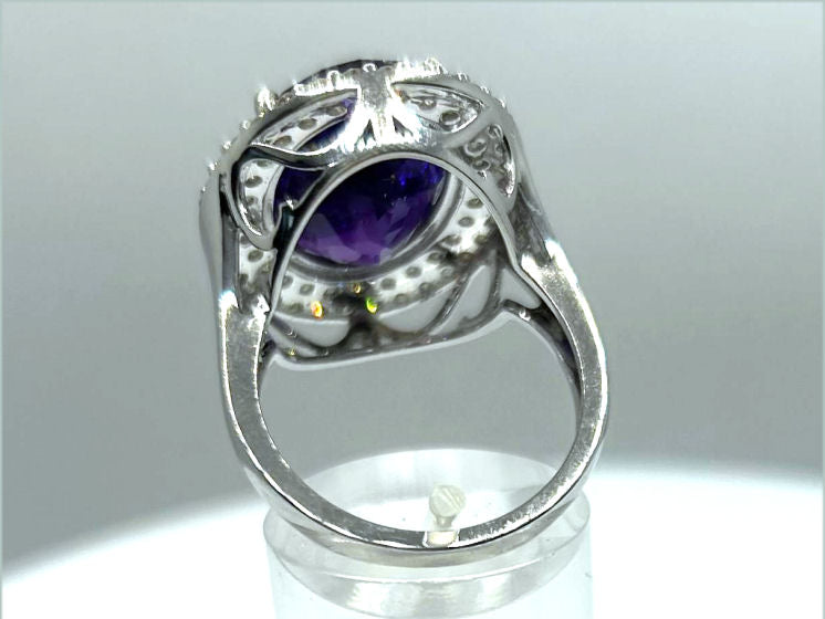 10.55ctw Diamond and Amethyst Set in 18K White Gold Ring