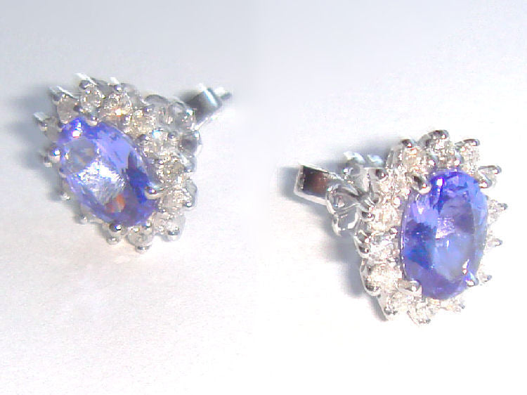 2.50ct Tanzanite & Diamond Earrings in 14K White Gold