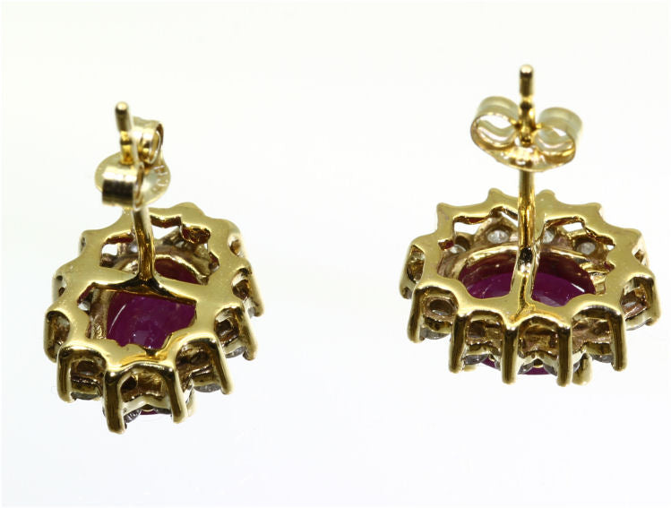 2.50ct Ruby & Diamond Earrings in 14K Yellow Gold