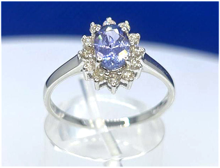 1.14ct Tanzanite & Diamond Ring in 14K White Gold