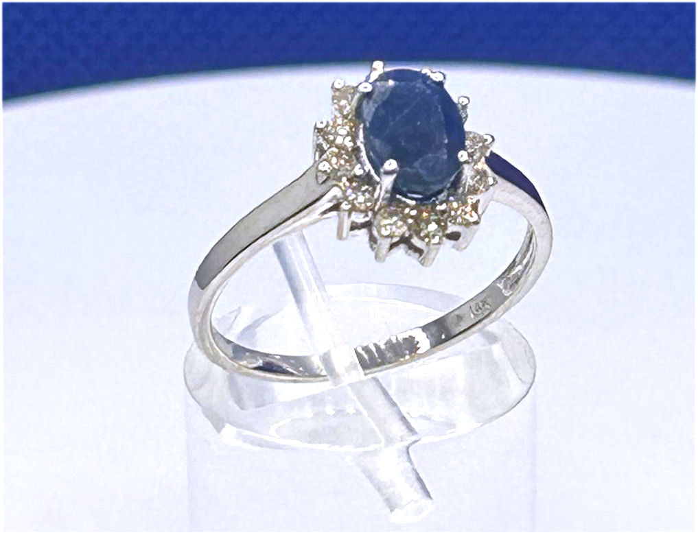 1.14ct Sapphire & Diamond Ring in 14K White Gold