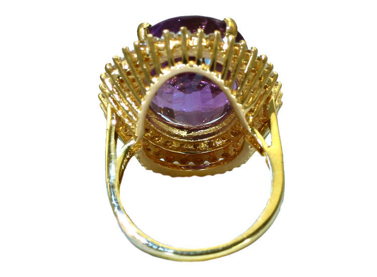 13.36ctw Diamond and Amethyst Set in 18K Yellow Gold Ring