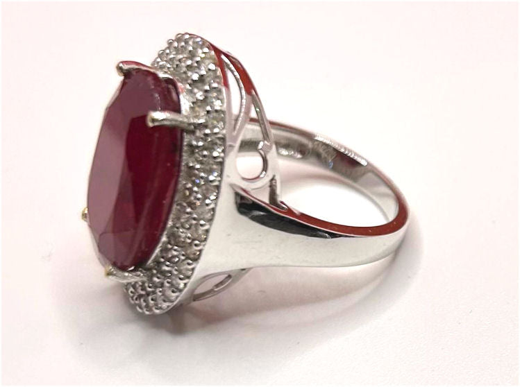 10.20ctw Diamond and Ruby Set in 18K White Gold Ring