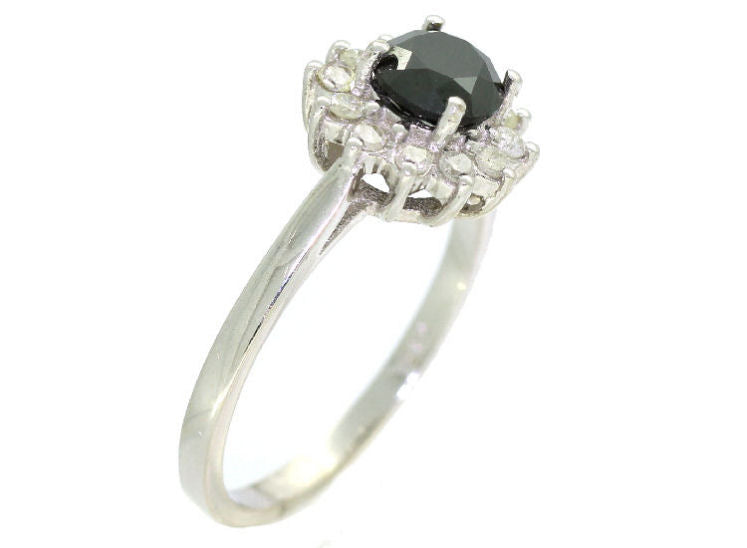 1.00ct Black & White Diamond Ring in 14K White Gold