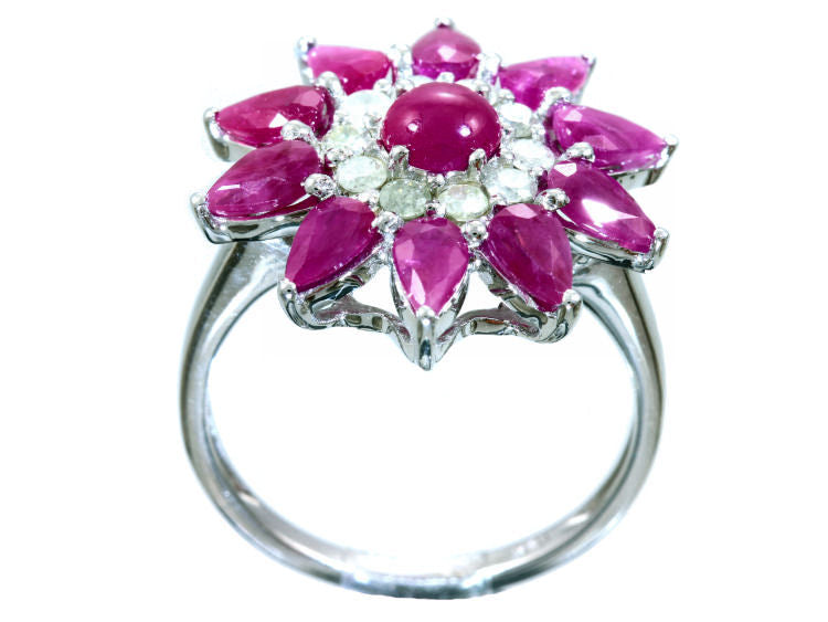 3.24ct Ruby & Diamond Ring in 18K White Gold