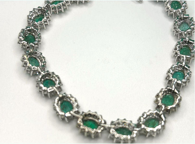 20.09ct Emerald & Diamond Bracelet in 14K White Gold