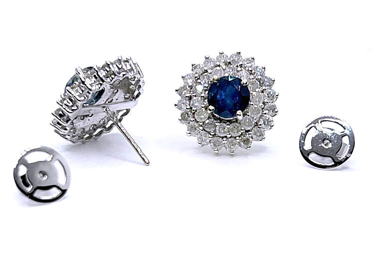5.98ct Ceylon Sapphire & Diamond Earrings in 12K White Gold