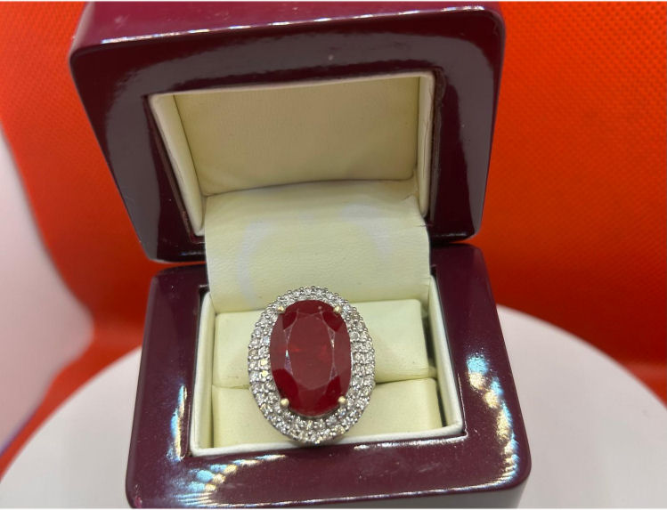 10.20ctw Diamond and Ruby Set in 18K White Gold Ring