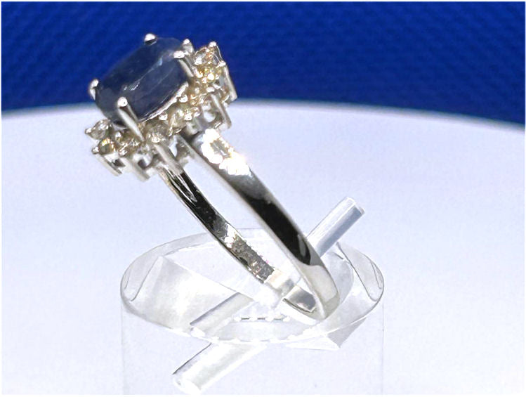 1.14ct Sapphire & Diamond Ring in 14K White Gold