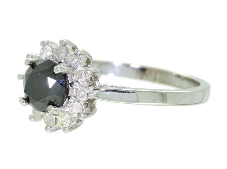 1.00ct Black & White Diamond Ring in 14K White Gold
