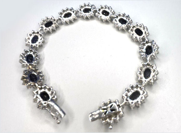 20.90ct Sapphire & Diamond Bracelet in 14K White Gold