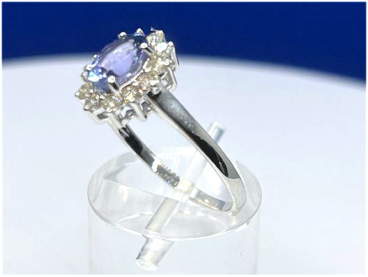 1.14ct Tanzanite & Diamond Ring in 14K White Gold