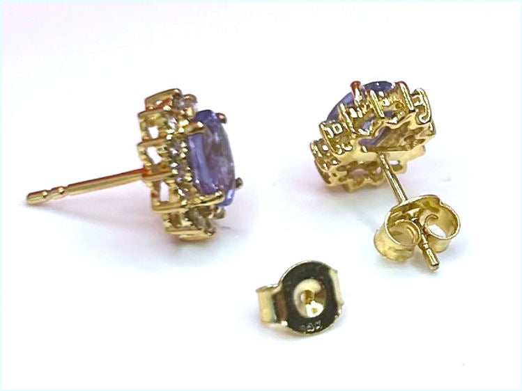 2.50ct Tanzanite & Diamond Earrings in 14K Yellow Gold