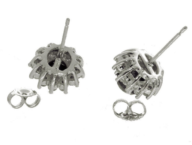 2.00ct Black & White Diamond Earrings in 14K White Gold