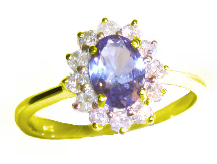 1.14ct Tanzanite & Diamond Ring in 14K Yellow Gold