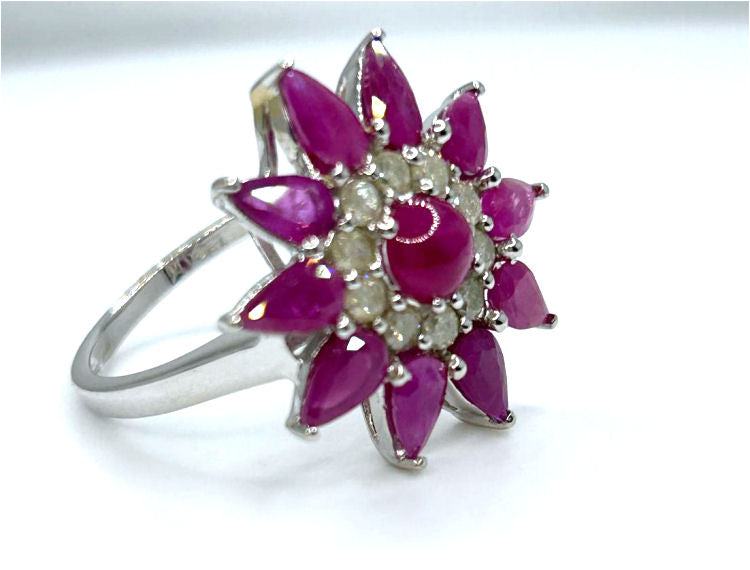 3.24ct Ruby & Diamond Ring in 18K White Gold