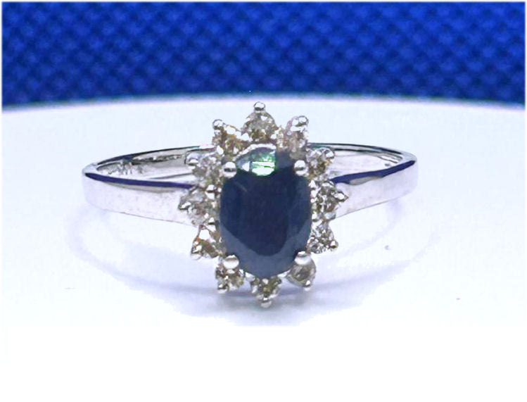 1.14ct Sapphire & Diamond Ring in 14K White Gold