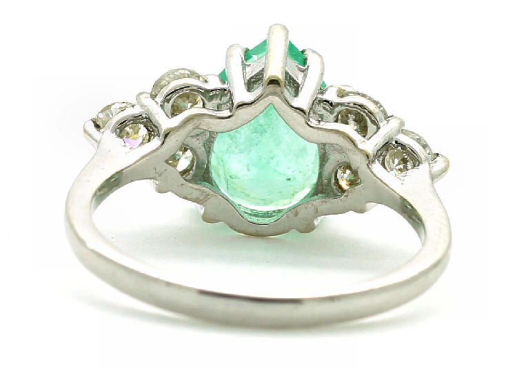 2.93ct Colombian Emerald & Diamond Cluster Ring in 14K White Gold