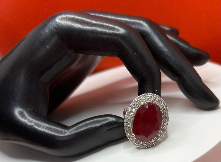 10.20ctw Diamond and Ruby Set in 18K White Gold Ring