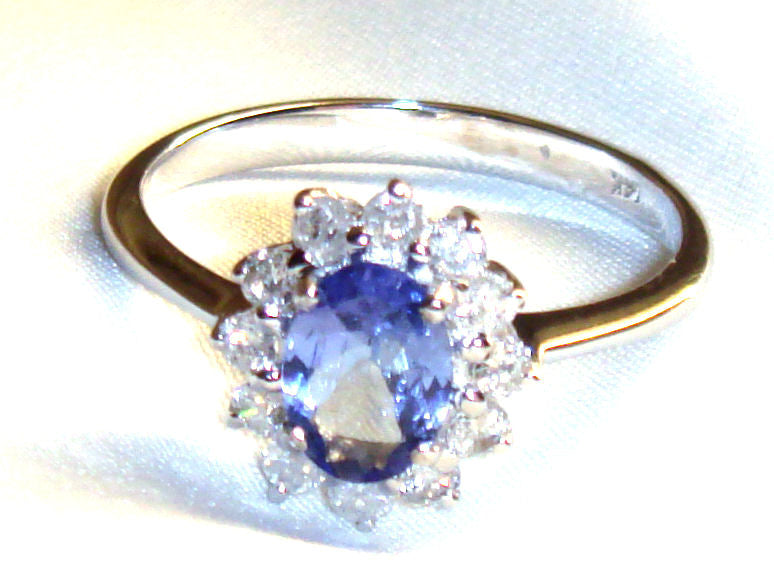 1.14ct Tanzanite & Diamond Ring in 14K White Gold