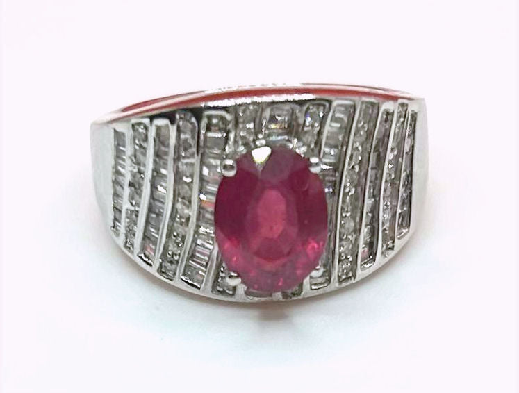 2.55ct Ruby Diamond Ring in 14k White Gold