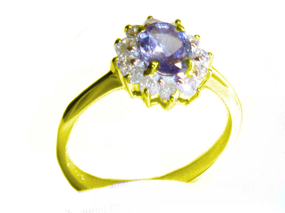 1.14ct Tanzanite & Diamond Ring in 14K Yellow Gold