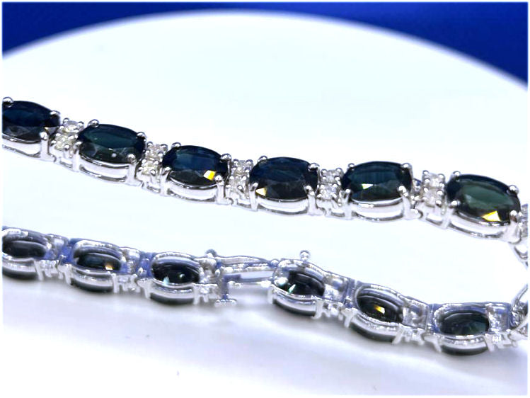 23.05ct Sapphire & Diamond Bracelet in 12K White Gold