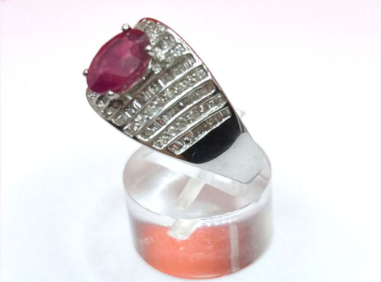 2.55ct Ruby Diamond Ring in 14k White Gold