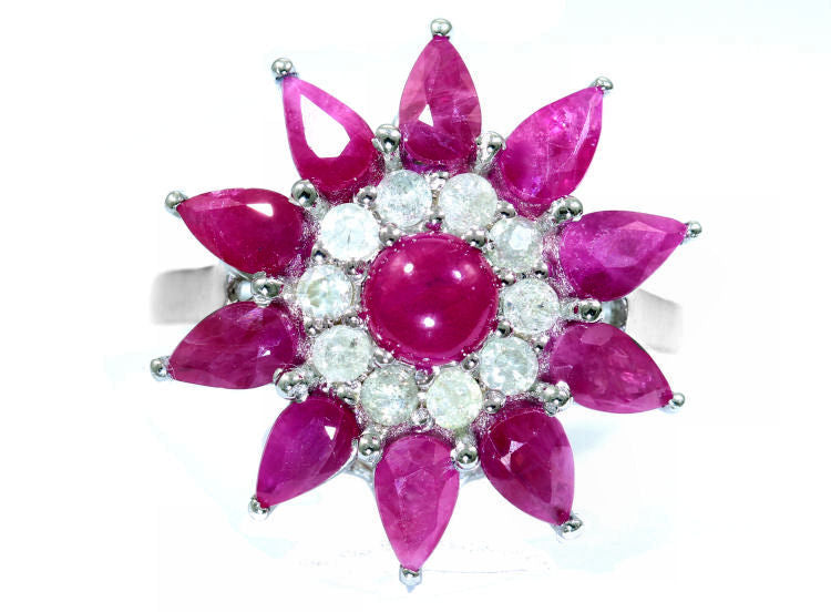 3.24ct Ruby & Diamond Ring in 18K White Gold