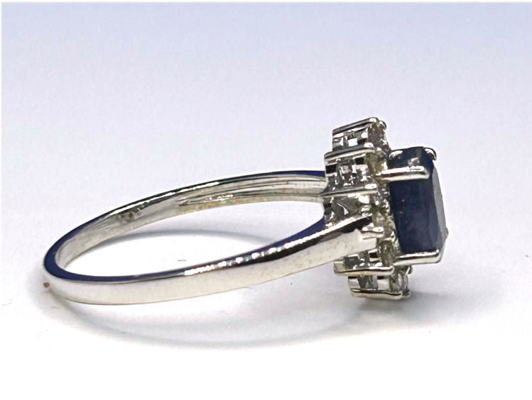 1.14ct Sapphire & Diamond Ring in 14K White Gold