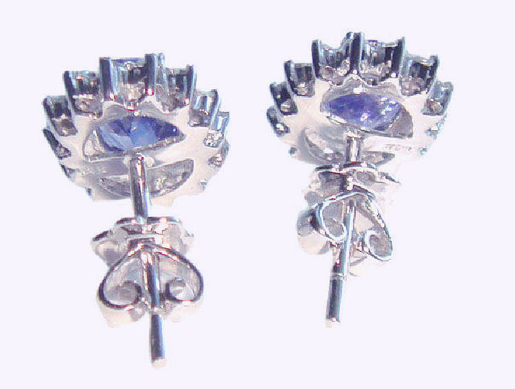 2.50ct Tanzanite & Diamond Earrings in 14K White Gold