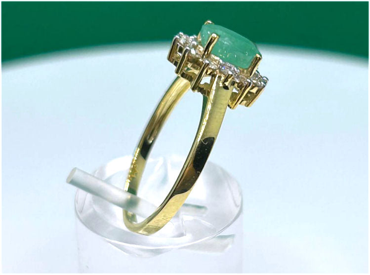 1.14ct Emerald & Diamond Ring in 14K Yellow Gold