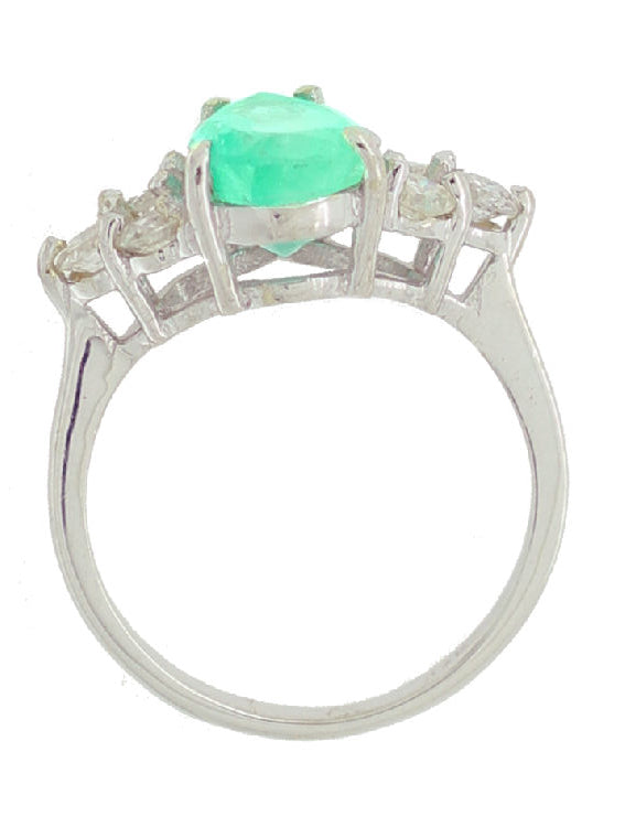 2.93ct Colombian Emerald & Diamond Cluster Ring in 14K White Gold