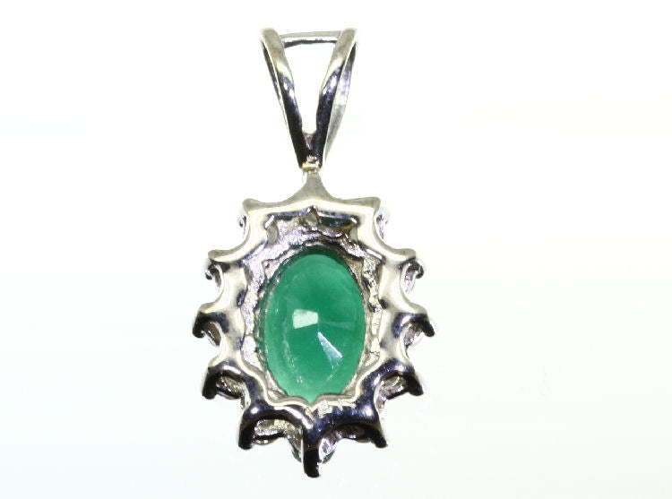 1.14ct Emerald & Diamond Necklace in 18K & 14K White Gold