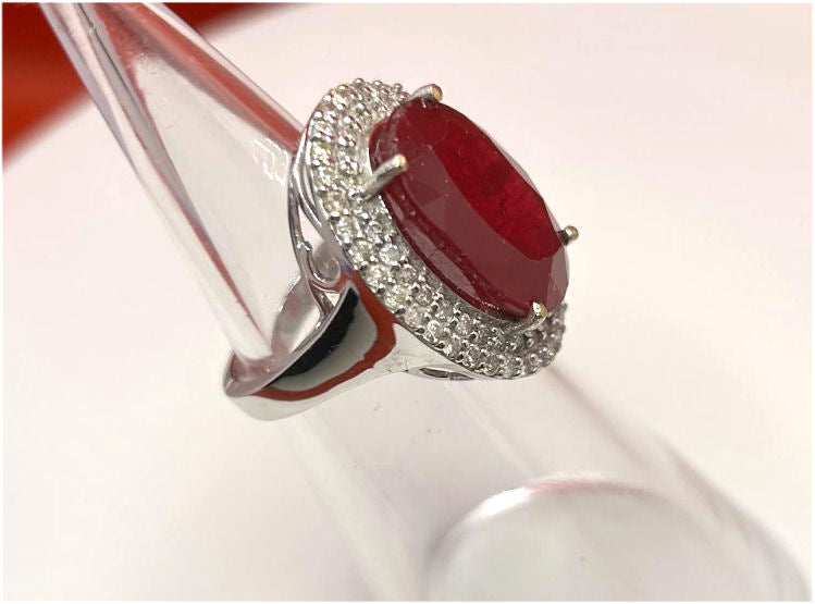 10.20ctw Diamond and Ruby Set in 18K White Gold Ring