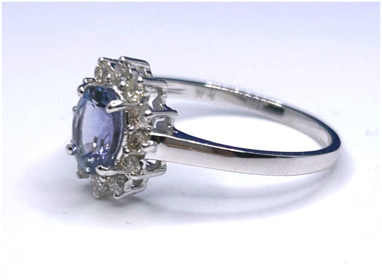 1.14ct Tanzanite & Diamond Ring in 14K White Gold