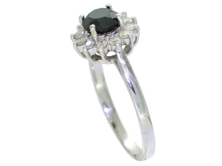 1.00ct Black & White Diamond Ring in 14K White Gold