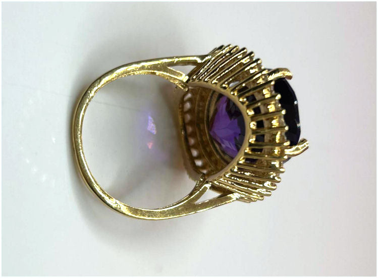 13.36ctw Diamond and Amethyst Set in 18K Yellow Gold Ring
