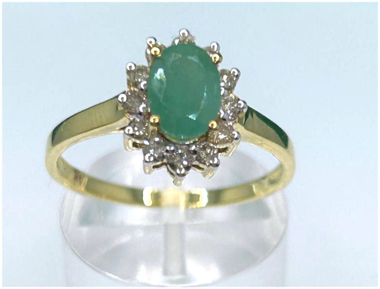 1.14ct Emerald & Diamond Ring in 14K Yellow Gold