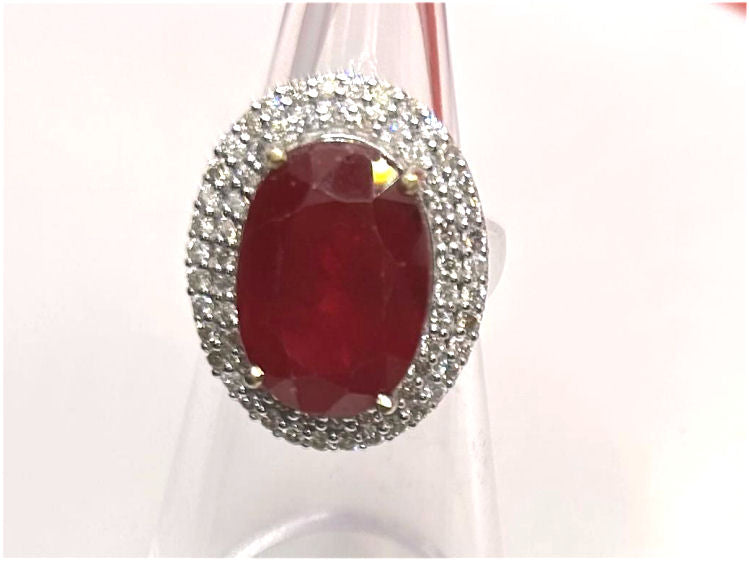 10.20ctw Diamond and Ruby Set in 18K White Gold Ring