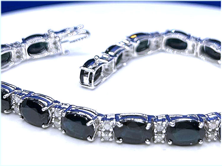 23.05ct Sapphire & Diamond Bracelet in 12K White Gold