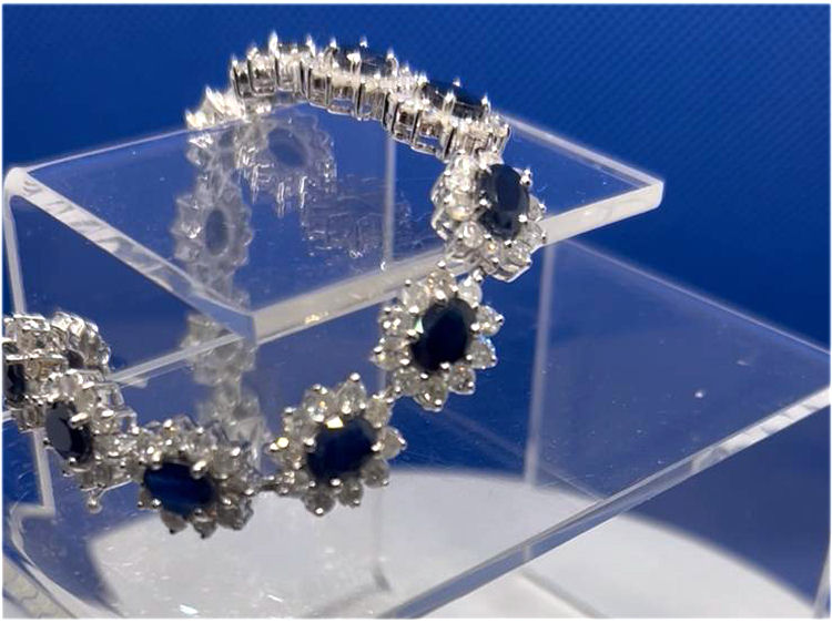 20.90ct Sapphire & Diamond Bracelet in 14K White Gold