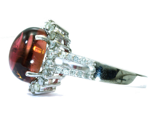 10.46ct Pink Tourmaline & Diamond Ring in 14k White Gold