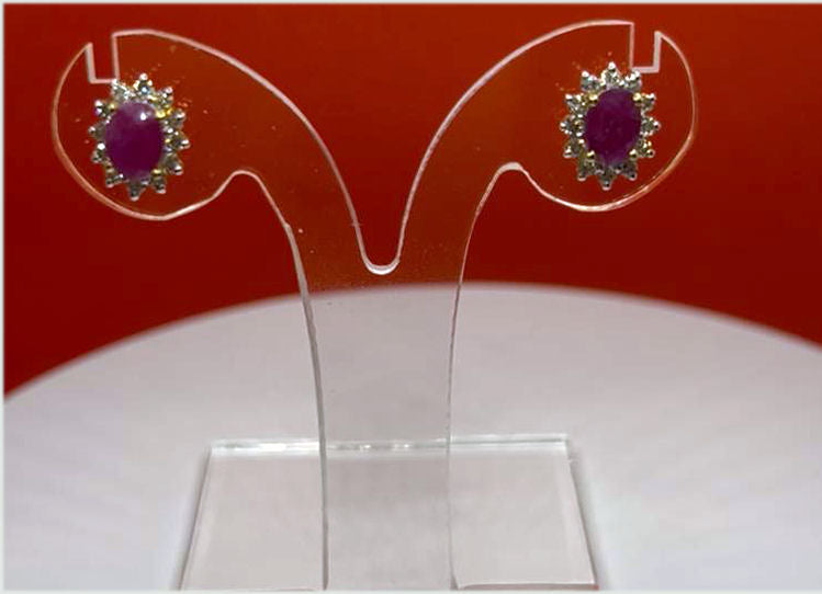 2.50ct Ruby & Diamond Earrings in 14K Yellow Gold