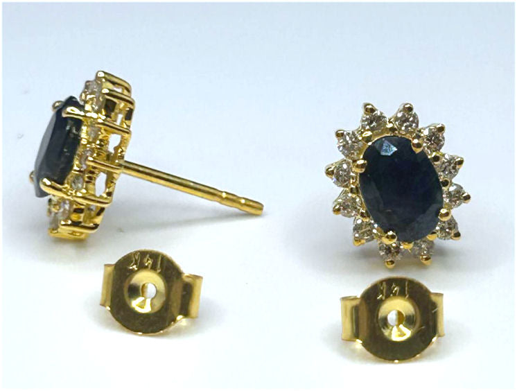 2.50ct Sapphire & Diamond Earrings in 14K Yellow Gold