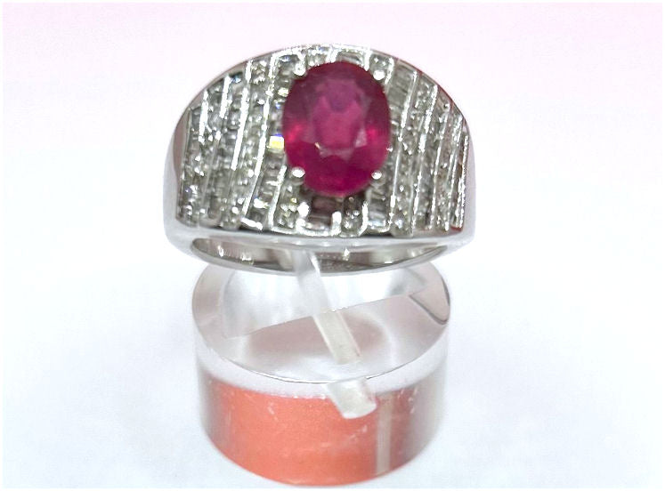 2.55ct Ruby Diamond Ring in 14k White Gold