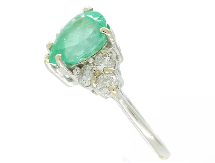 2.93ct Colombian Emerald & Diamond Cluster Ring in 14K White Gold
