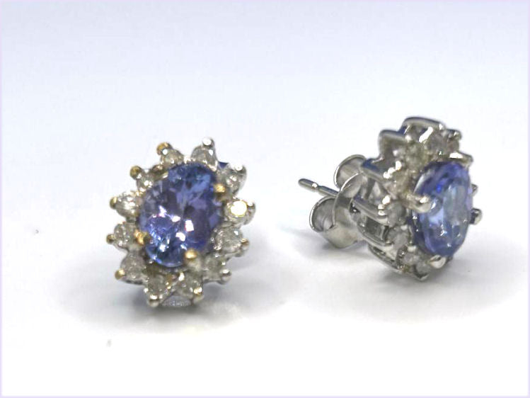2.50ct Tanzanite & Diamond Earrings in 14K White Gold