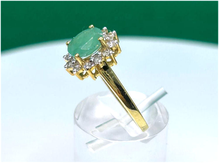 1.14ct Emerald & Diamond Ring in 14K Yellow Gold